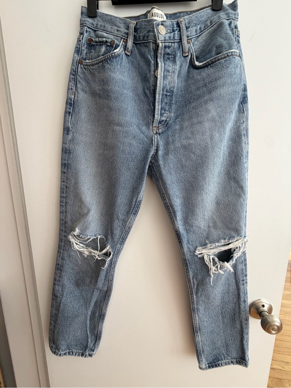 AGOLDE Jamie High Rise Distressed Straight Leg Jeans 27